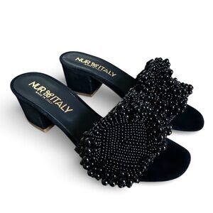 NUR ITALY Antonella Sandals Black Pearl Napa Leather